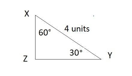 Triangle X Y Z is shown. Angle X Z Y is a right angle. Angle Z X Y is 60 degrees and-example-1