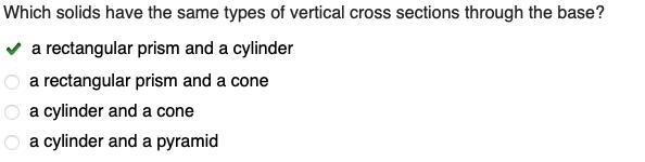 Which solids have the same type of vertical cross sections through the base? A. A-example-1