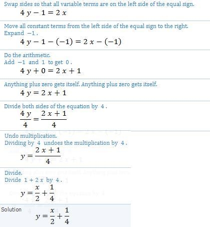 Put this in standard form 2x=4y-1​-example-1