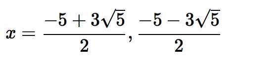 What is the solution set of x2 + 5x - 5 = 0?-example-1