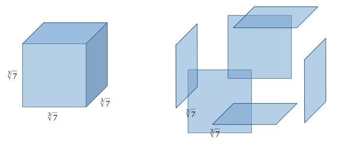 A cube has a volume of 7 cubic centimeter what is the surface area-example-1