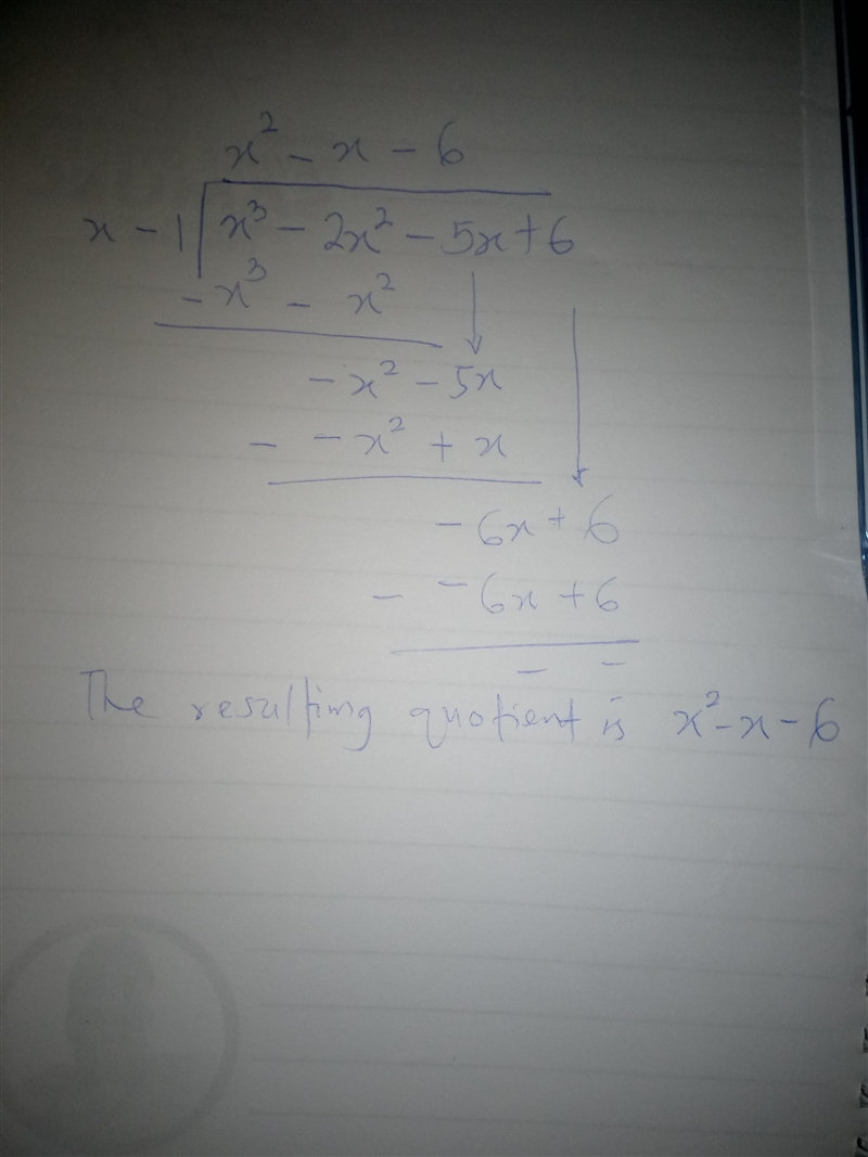 One zero of f(x)=x^3-2x^2-5x+6 is 1 what are other zeros of the function-example-1