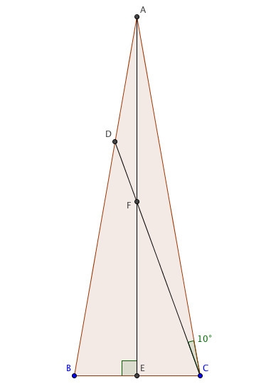 in triangle ABC which is isosceles a b equals a c and the measure of angle BAC is-example-1