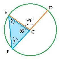 Circle C is shown. Line segments E C and C D are radii. Lines are drawn from points-example-1