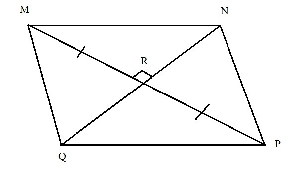 In the diagram below, MNPQ is a parallelogram whose diagonals are perpendicular. Prove-example-1