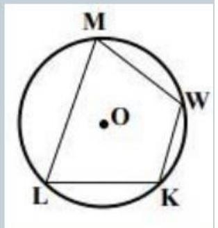 Given: circle k(O), m LM = 164°, m WK = 68°, m∠MLK = 65° . Find: m∠LMW-example-1