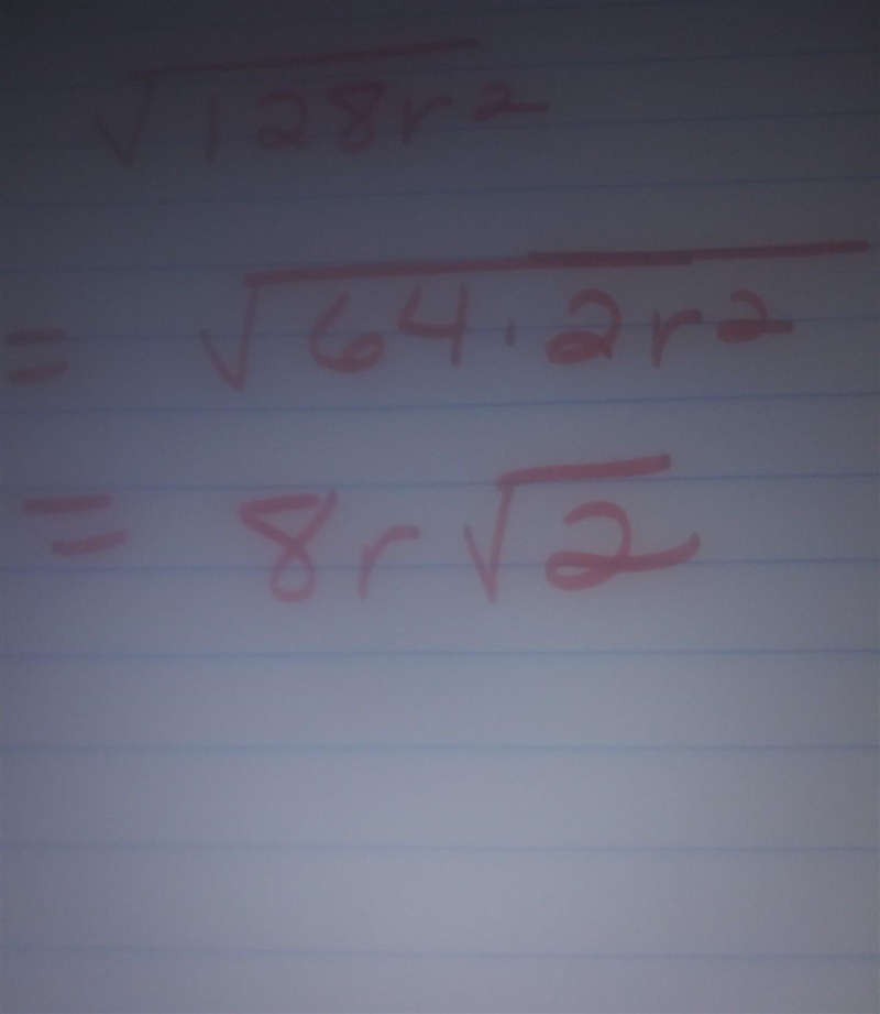 What is the square root of 128r squared-example-1