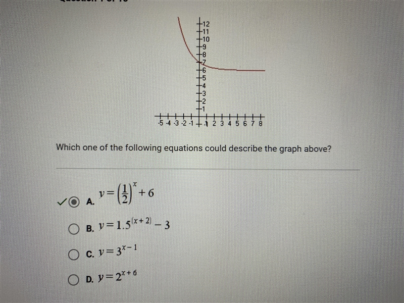 Which one of the following equations could describe the graph above?-example-1