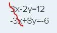 Solve The Equation 3x-2y=12 -3x+8y=-6-example-1