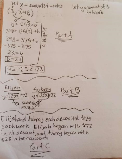 Please Elijah and Aubrey have summer jobs Elijah deposits the same amount of money-example-1