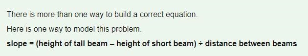 A construction crew is building a straight ramp that rests on two beams. One beam-example-1