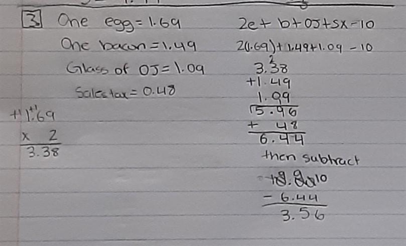 2. The table shows the prices of some breakfast items at a restaurant. Sara ordered-example-1