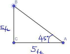 7. Find the measure of the angle of elevation of the sun when a boy 5 feet tall cast-example-1