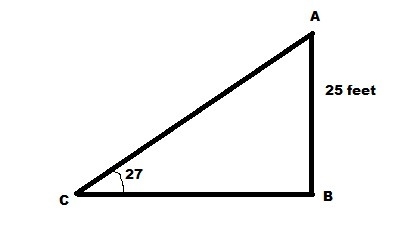 The sun is behind a building and casting a shadow. How long is the shadow if the building-example-1