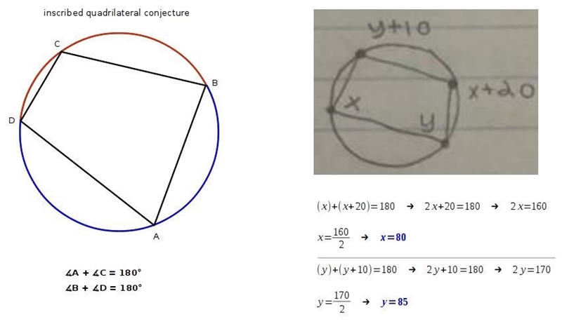 What is the value of x and y in degrees? Please show steps!-example-1