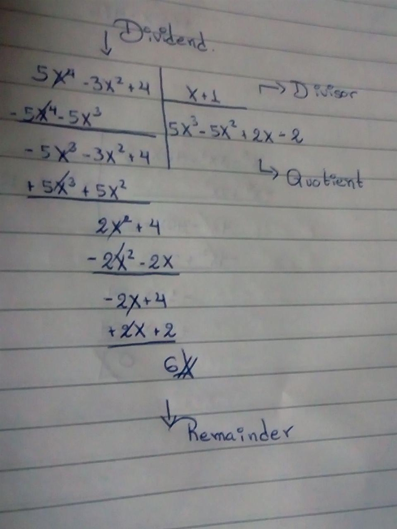 Find the quotient. (5x^4 -3x^2+4)÷ (x+1) please hurry ​-example-1