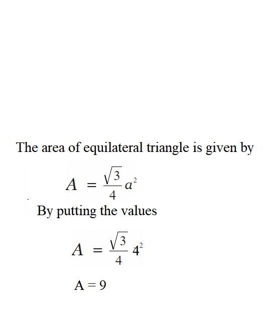 Find the area of equilateral triangle of side 4 cm.​-example-1