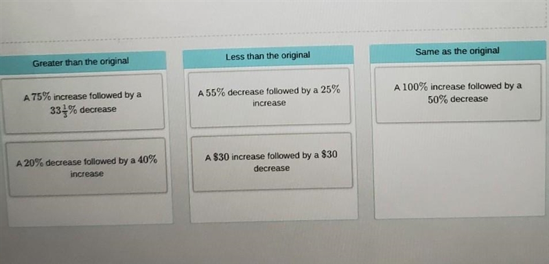 A 55% decrease followed by a 25% increase A 75% increase followed by a 3313% decrease-example-1