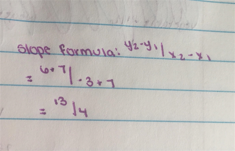 Find the slope of the line passing through the points (-7,-7) and (-3,6)-example-1