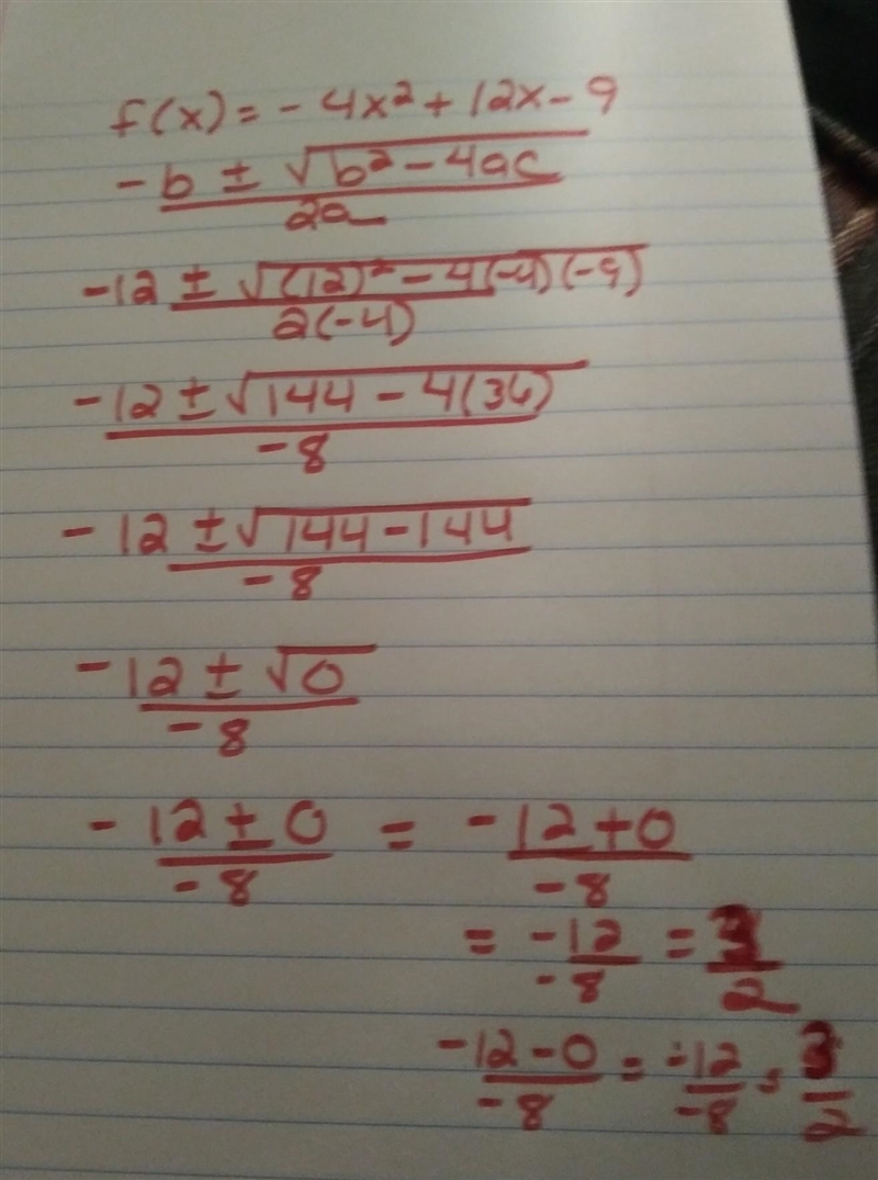 F(x)= -4×^2+12x-9 f(x) = - 4x^(2) + 12x - 9 ​-example-1