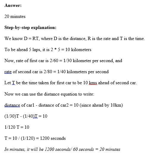 Two race cars,car x an y,are at the starting point of a two km track at the same time-example-1