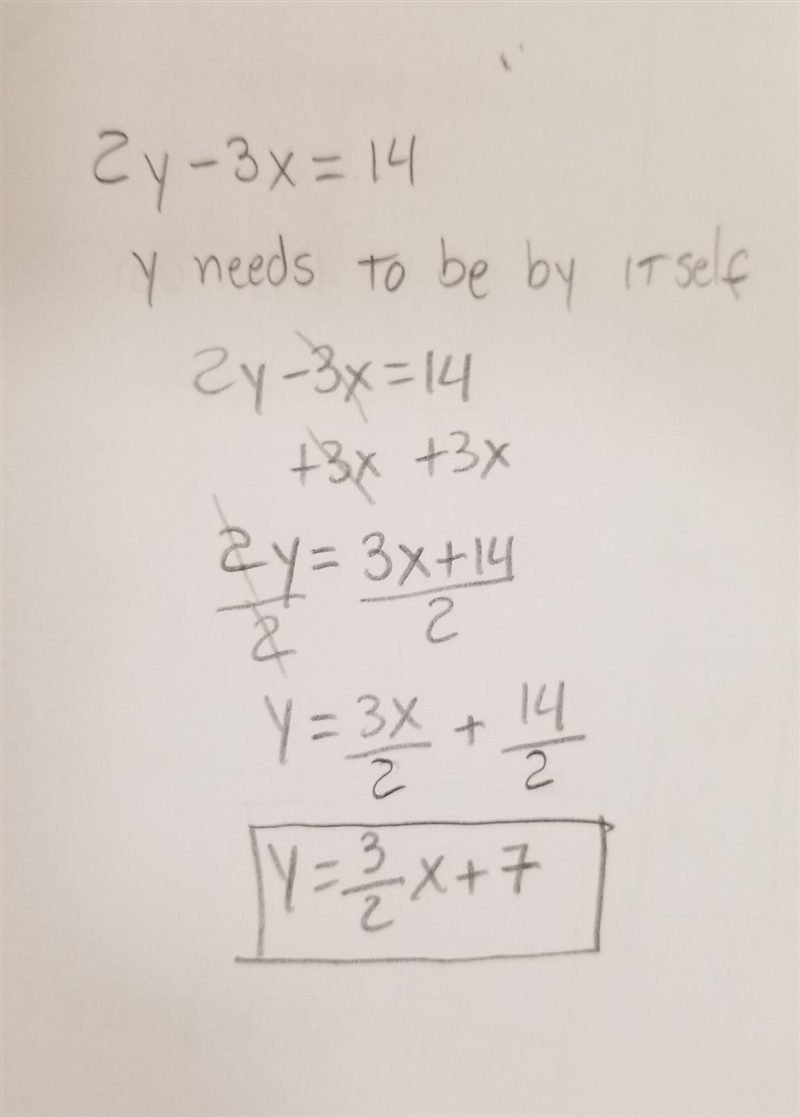 I don’t know the steps to solve this problem 2y - 3x = 14-example-1