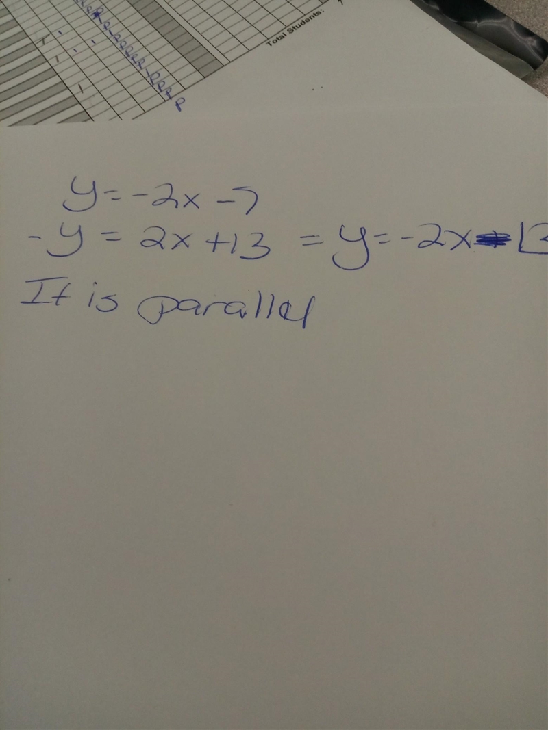 Determine whether the graphs of y=-2x-7 and -y=2x+13 are parallel, perpendicular, coincident-example-1