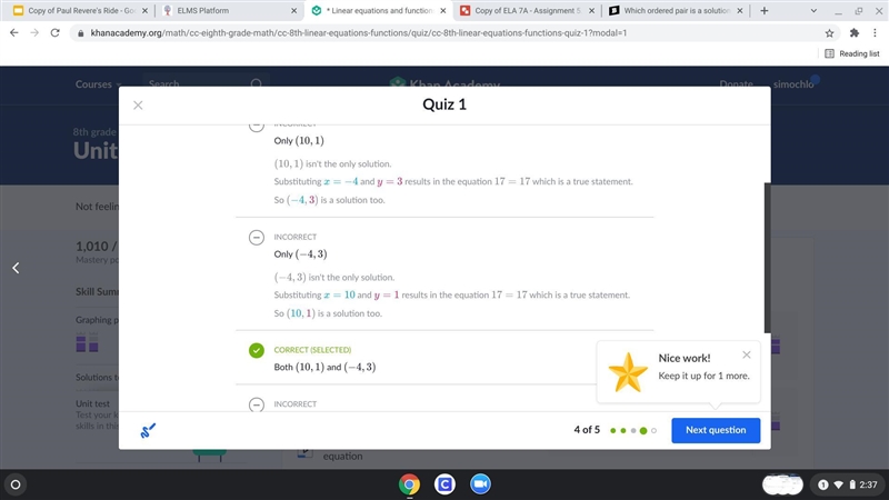 Which ordered pair is a solution of the equation? X+7y=17-example-2