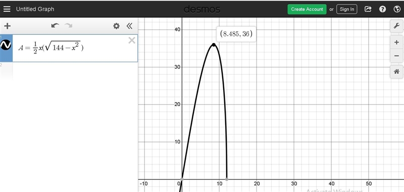 The hypotenuse of a right angle triangle measures 12 units. what is the maximum possible-example-1