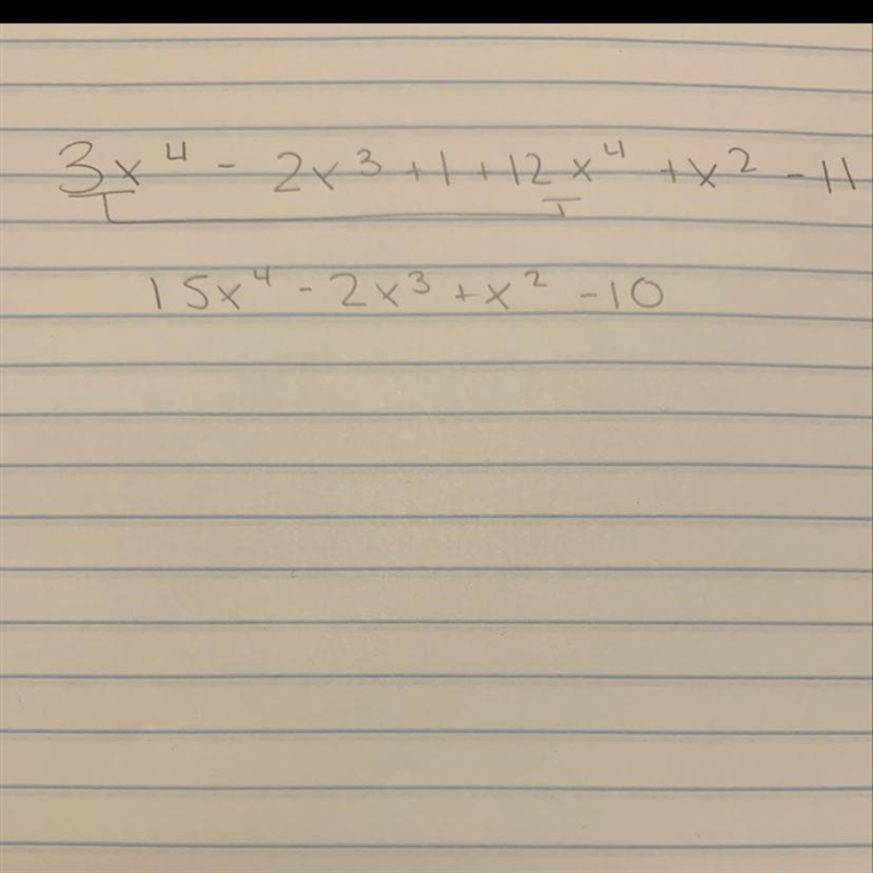 Add (3x^4-2x^3+1) + (12^4+x^2-11)-example-1