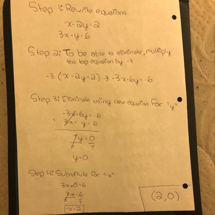 What is the x-coordinate of the solution to the following system of equations? x − 2y-example-1