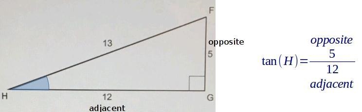 What is the tangent ratio for H?-example-1