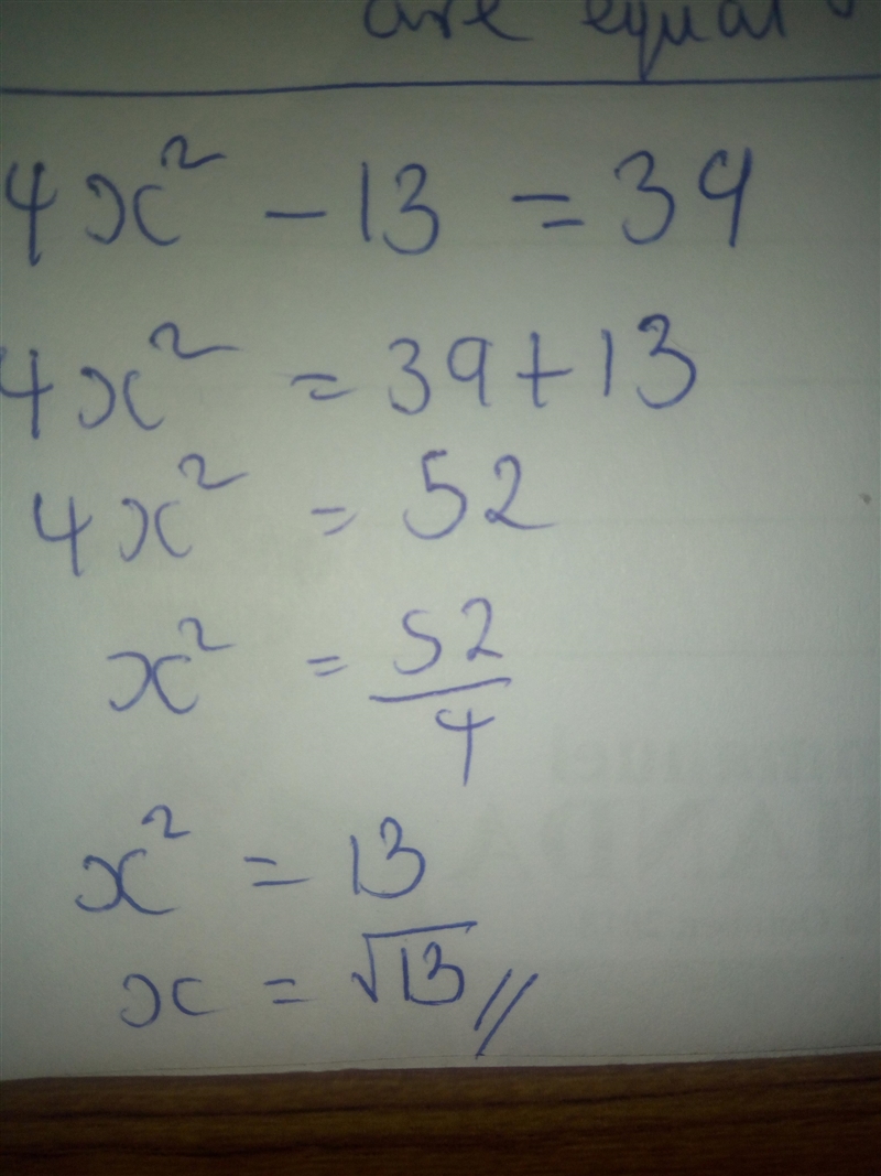 4x^2-13=39 how do i do this ?-example-1