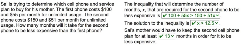 Sam is trying to determine which cell phone and service plan to buy for his mother-example-1