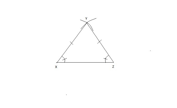 Isosceles triangle XYZ with angle X congruent angle Z? How do you construct?-example-1