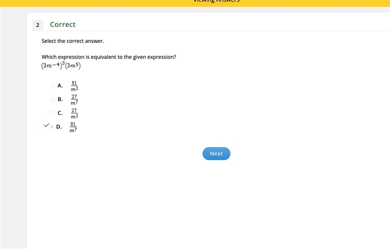 Which expression is equivalent to the given expression? (3m-4)^3(3m^5)-example-1