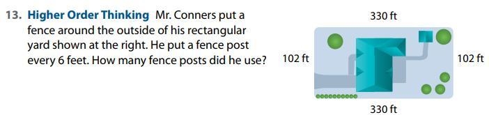 Mr. Conners put a fence around the outside of his rectangular yard shown at the right-example-1