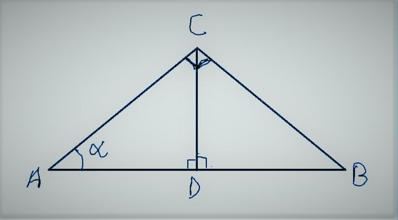 In triangle ΔABC, ∠C is a right angle and CD is the height to AB. Find the angles-example-1