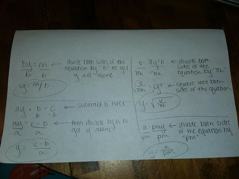 Rearrange to sove for y by=m ay+b=c v=\pi y^(2) h a=pmy-example-1