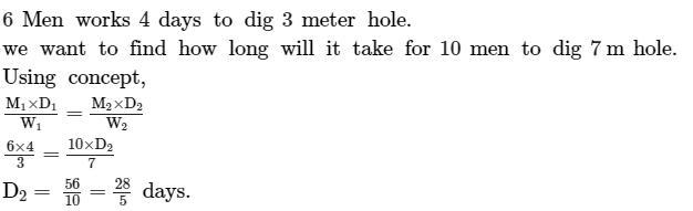 If it takes 6 men 4 days to dig a hole 3 metres deep, how long will it take 10 men-example-1