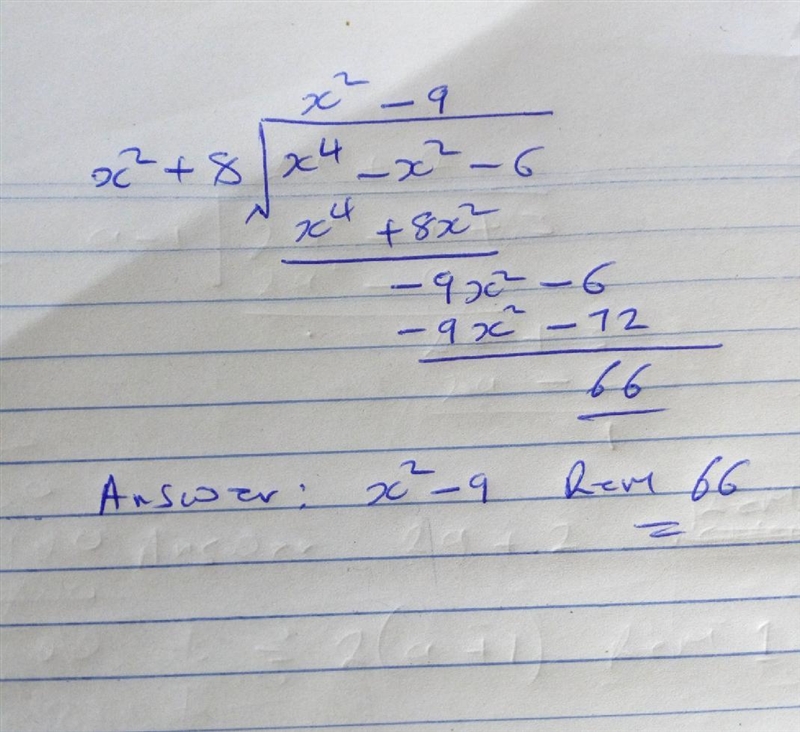 (x^4 – x^2 – 6) ÷ (x^2 + 8)-example-1