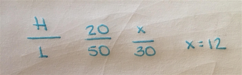 H varies directly as L. If H=20 when L=50, determine H when L=30-example-1