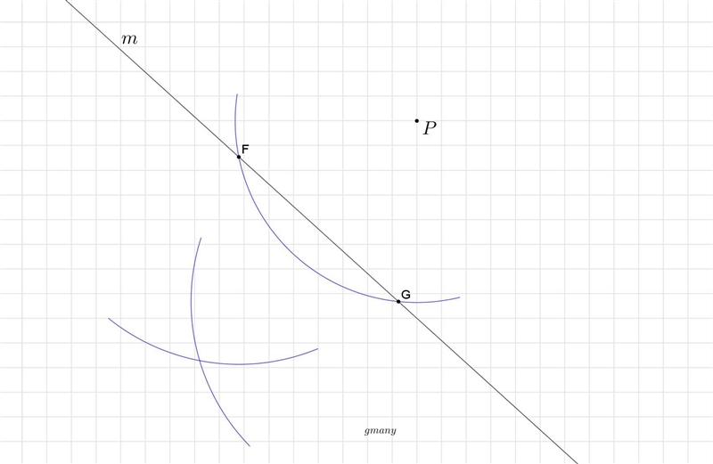 What is the first step in the construction of a perpendicular line from point p to-example-2