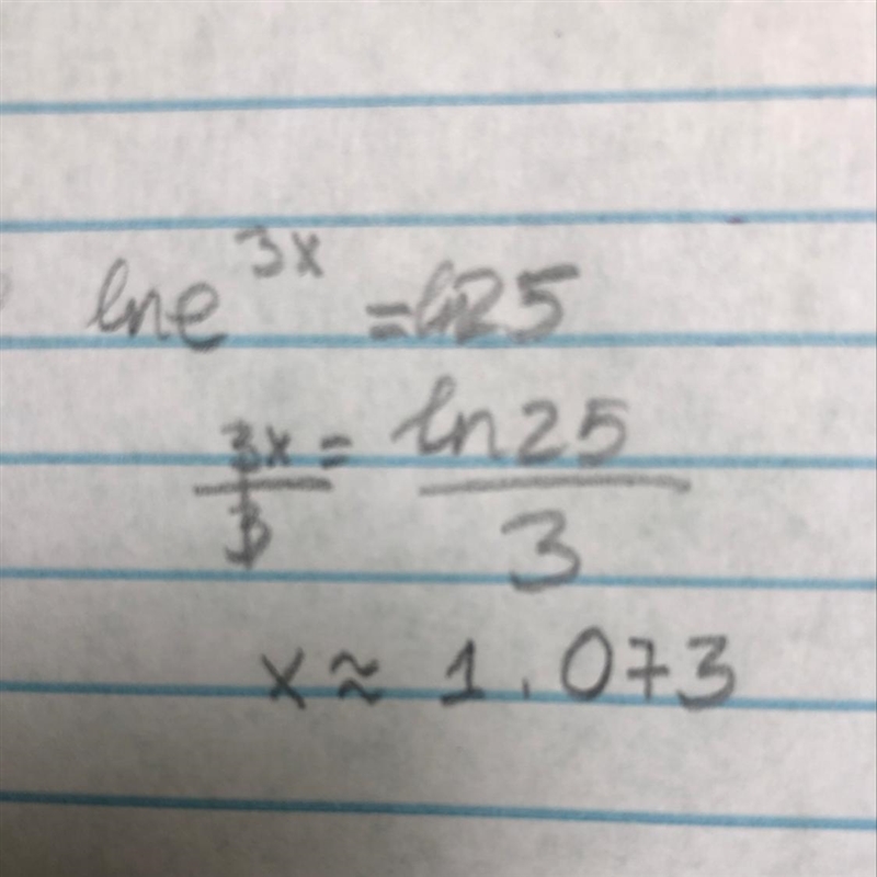 Solve for x, round to 3 decimal places. e^3x = 25-example-1