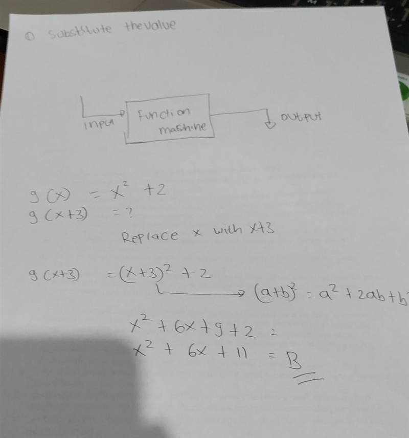 Solve Gx) for the given domain. Gx) = x2 + 2 Gx + 3) = A. x² +11 B. x2 + 6x+ 11 C-example-1