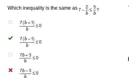 Which inequality is the same as 7-2/b <5/b-example-1