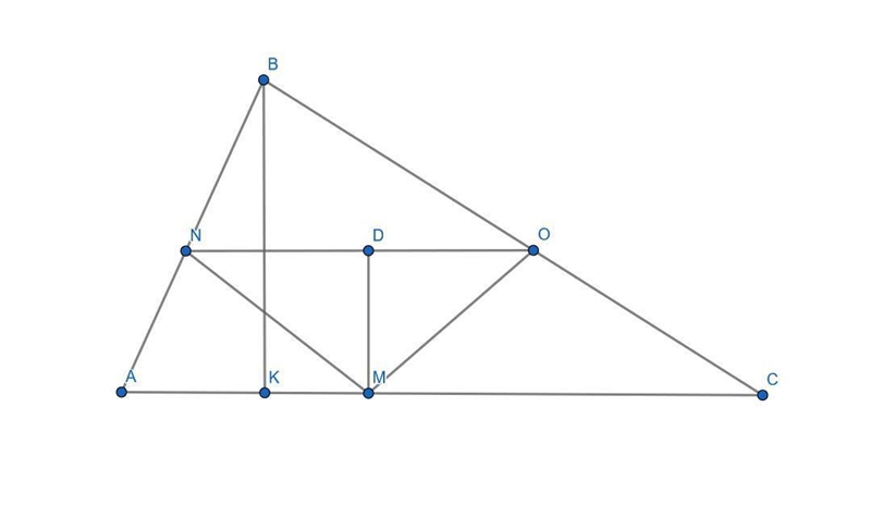 Given: △ABC, BK=10, AC=30, m∠NMO=90°, MN=MO, BK⊥AC, NO ∥AC, M∈AC Find: NO-example-1