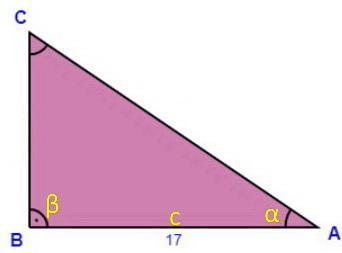 A right triangle has an angle that measures 34 and the adjacent side measures 17. What-example-1