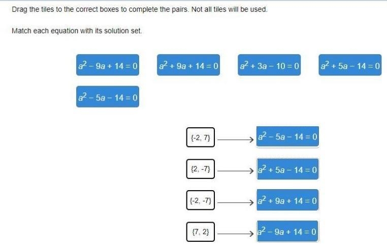 Match each equation with its solution set.-example-1