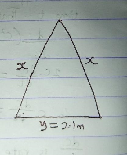 The isosceles triangle has a perimeter of 7.5 m which equation can be used to find-example-1